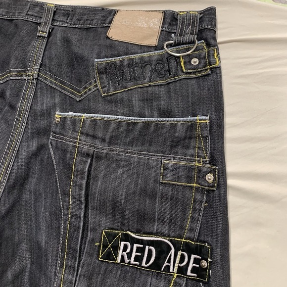 Red Ape Authentic Baggy Black Denim Jeans Mens Size 40X32 Y2K Skater Street Wear - Picture 7 of 10